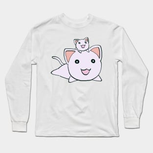 I draw the classic neco coneco cat and kitten plush / funny azumanga daioh manga Long Sleeve T-Shirt